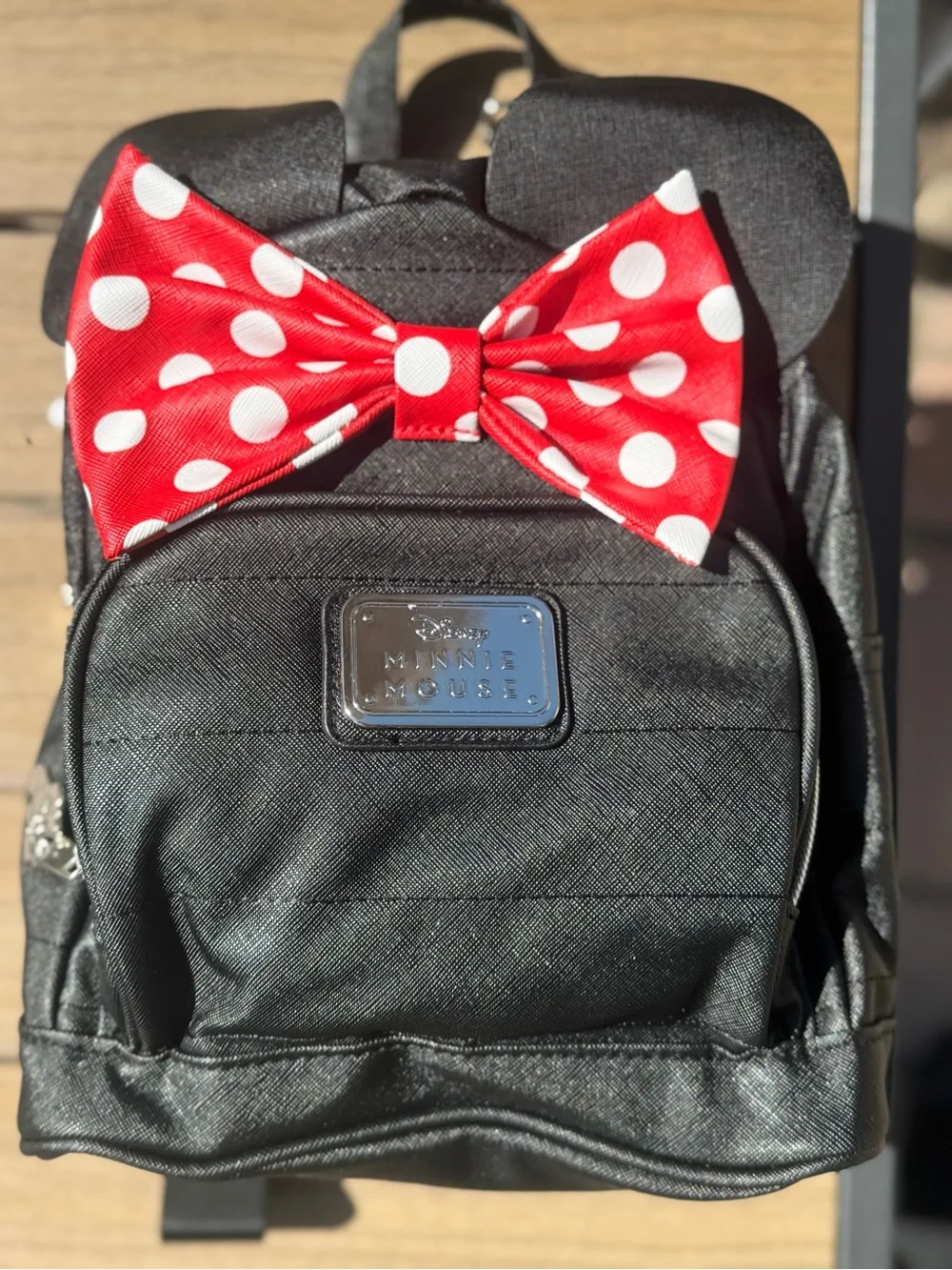 Licensed Minnie Mouse Backpack with Red Polka Dot Bow